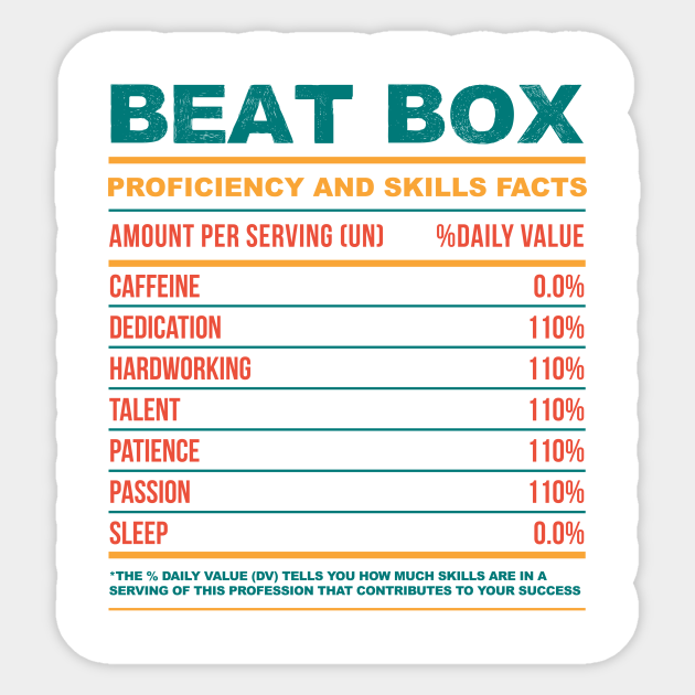 Funny Beat Box Nutritional Facts Funny Beat Box Sticker TeePublic